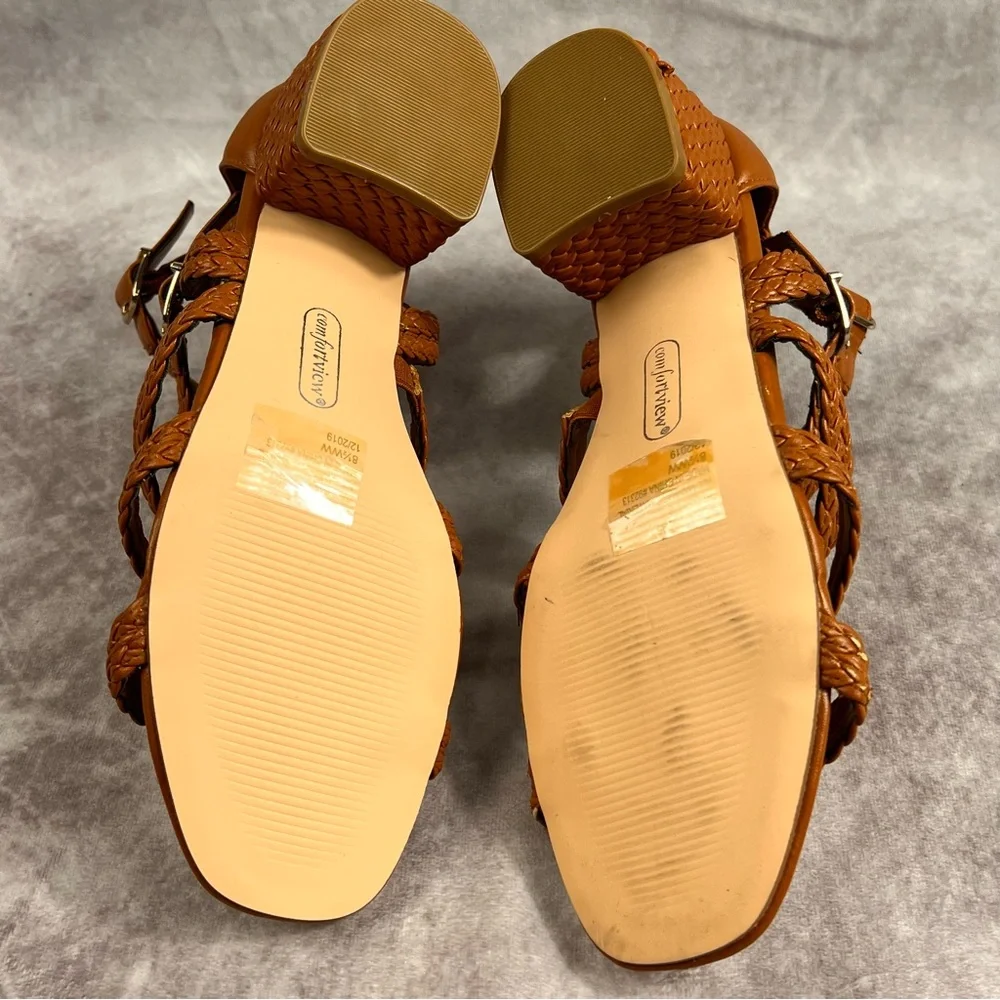 Comfortveiw Sandal Shoes Womens 8.5 WW Gladiator Buckle Heels - Picture 6 of 10